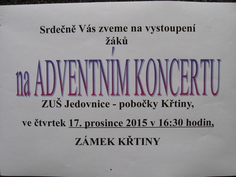 Pozvánka na adventní koncert: Zámek Křtiny